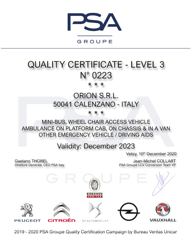 Allestitori Certificati PSA – 3° livello